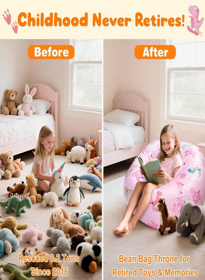 Lukeight Dinosaur Stuffed Animals Storage Bean Bag Chair Cover - Premium Velvet Organizer with YKK Zipper Holds 80+ Plush Toys, Washable Kids Room Decor (No Filling, X-Large) - Image 2